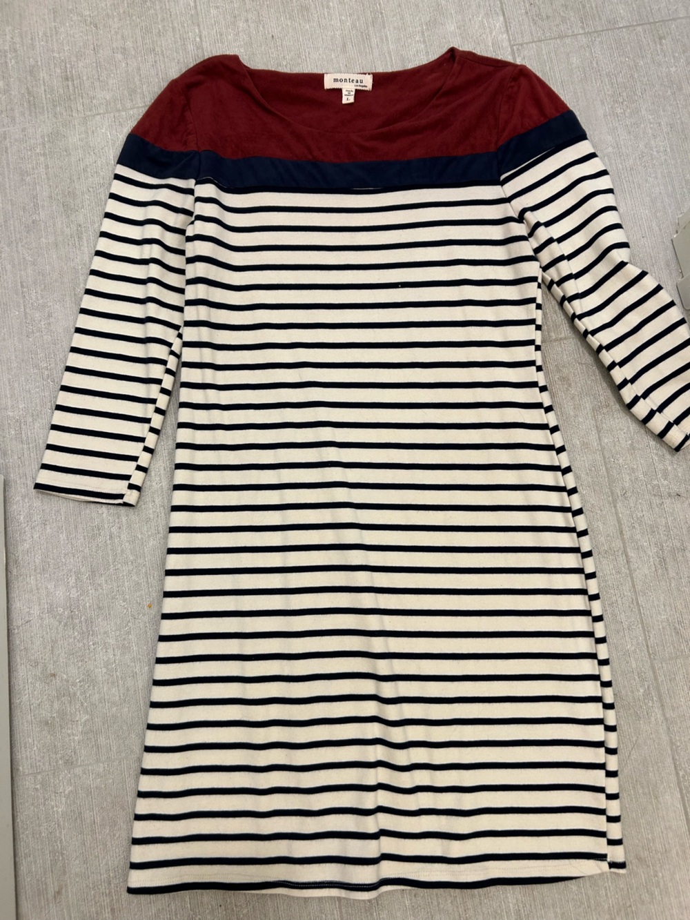Monteau Burgundy and Cream Casual Top